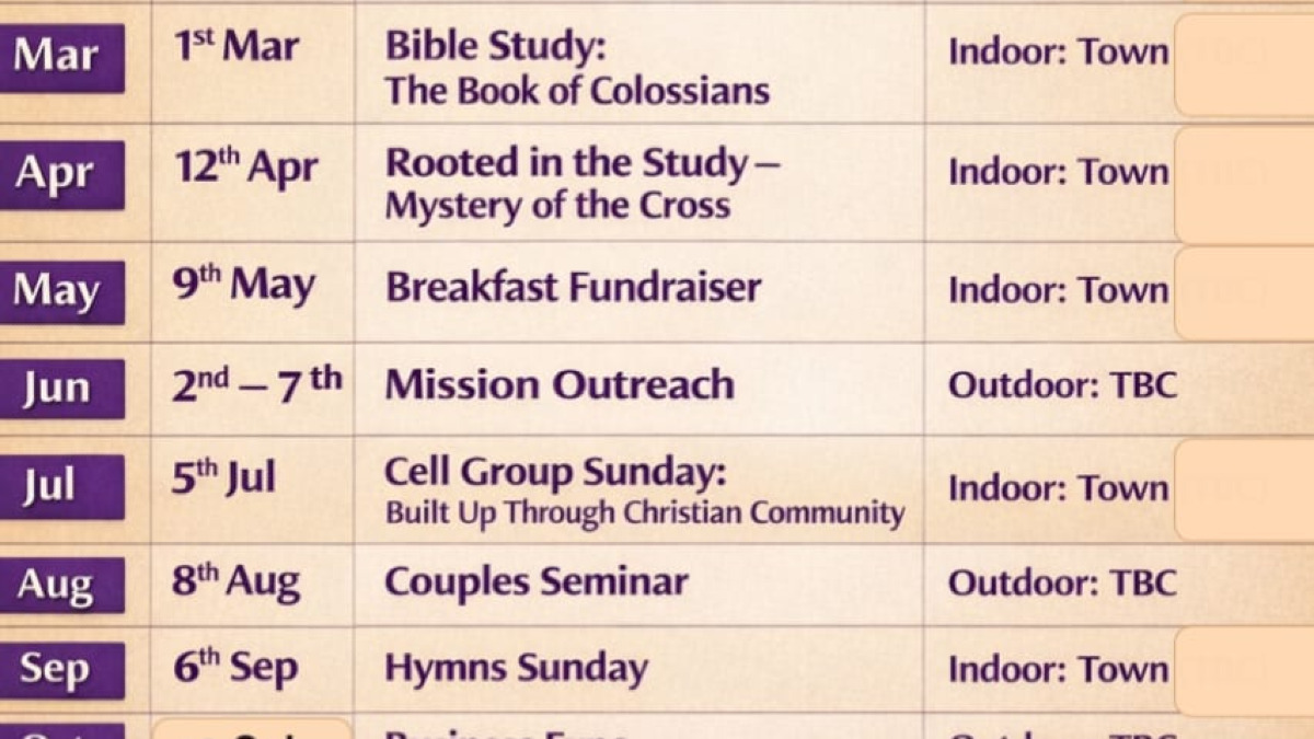 Nairobi Team calendar 2026